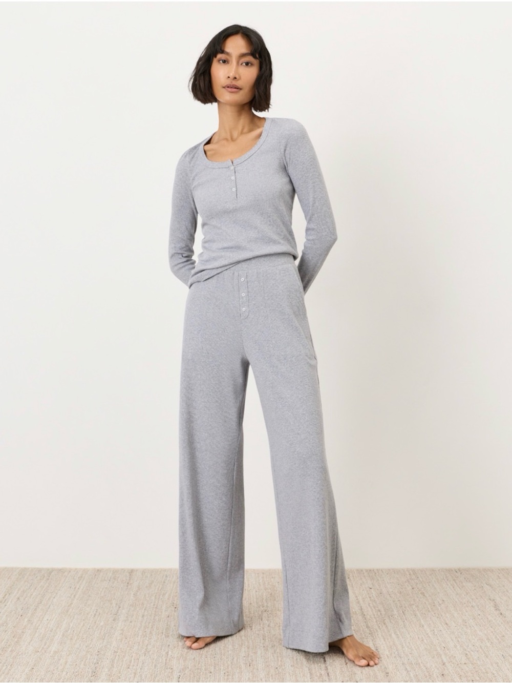 Organic Dream Rib Wide Leg Lounge Pant L